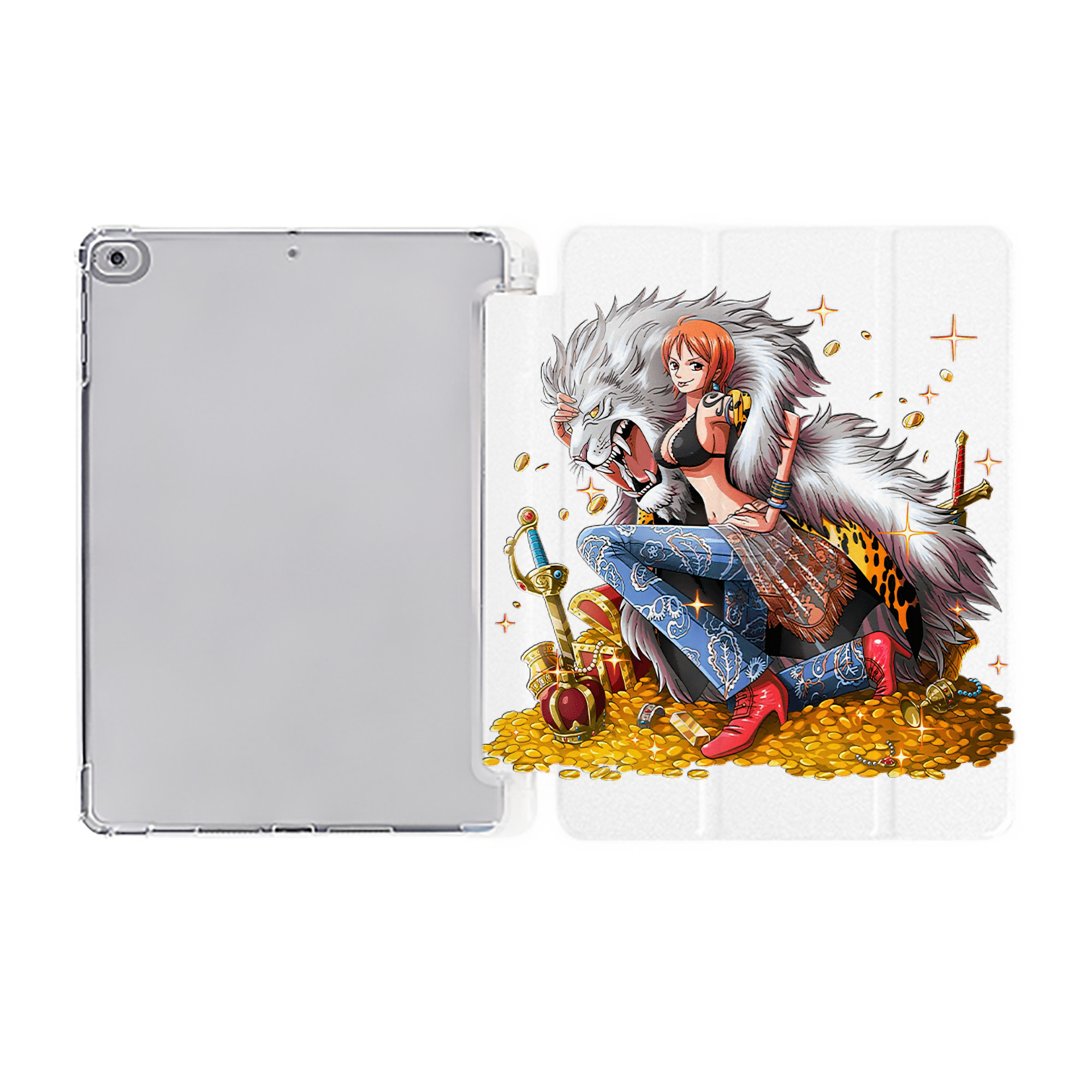 （画像用） ワンピース ナミ ONE PIECE Nami IPad ケース ペン収納付き 三つ折りスタンド PUレザー×シリコン 対応機種9.5/10.5/10.9インチ